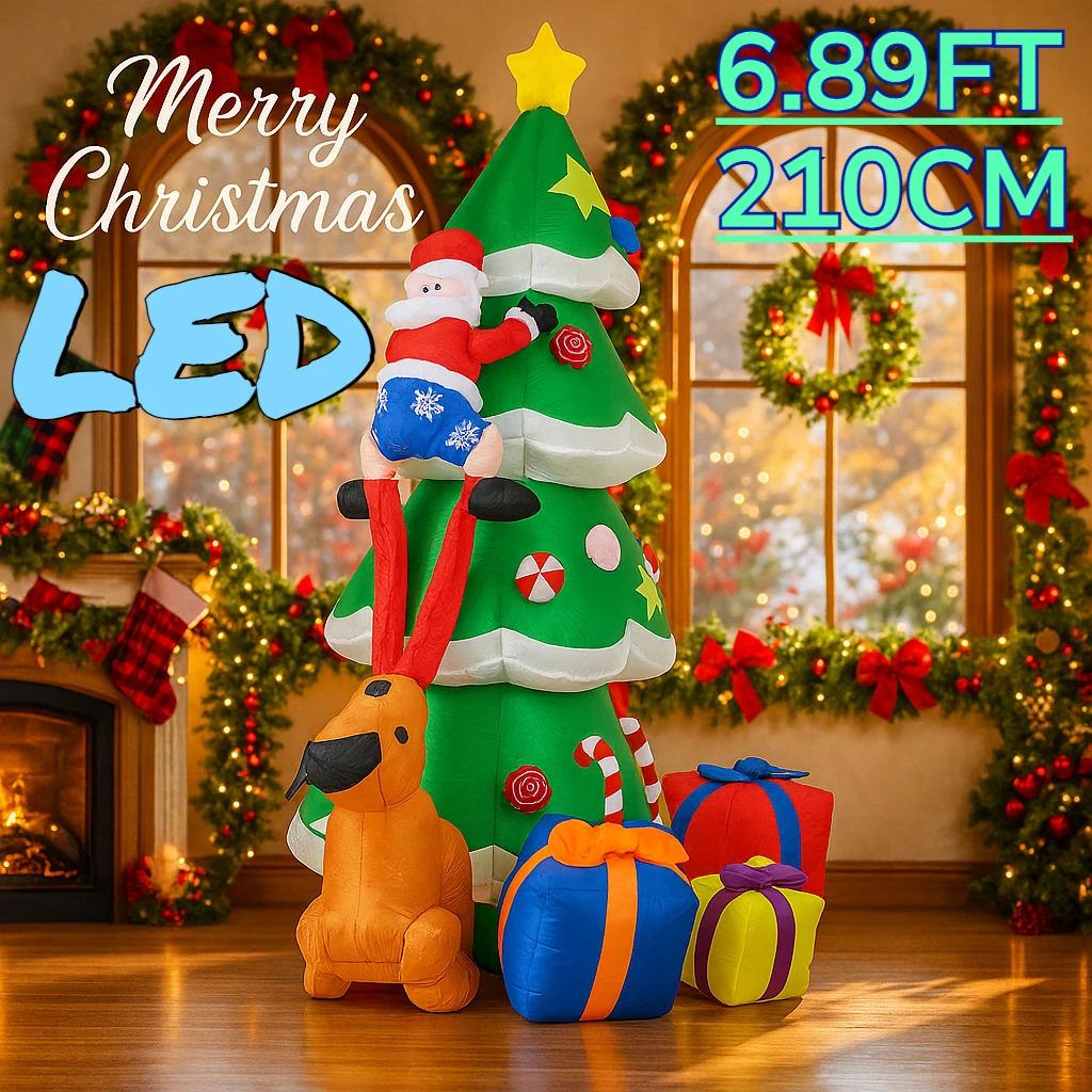 

6.89FT Christmas Inflatable Toys Santa Claus Tree Dog Decorations LED Lit Lawn Party Xmas Home Supplies Gift Xmas Decor Yard