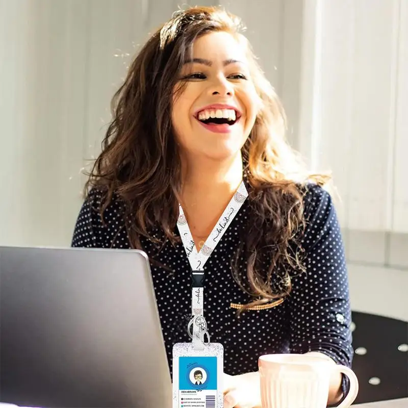 ID Badge Holder com cordão, Heavy Duty, Vertical ID Protector, Bage Clips para enfermagem