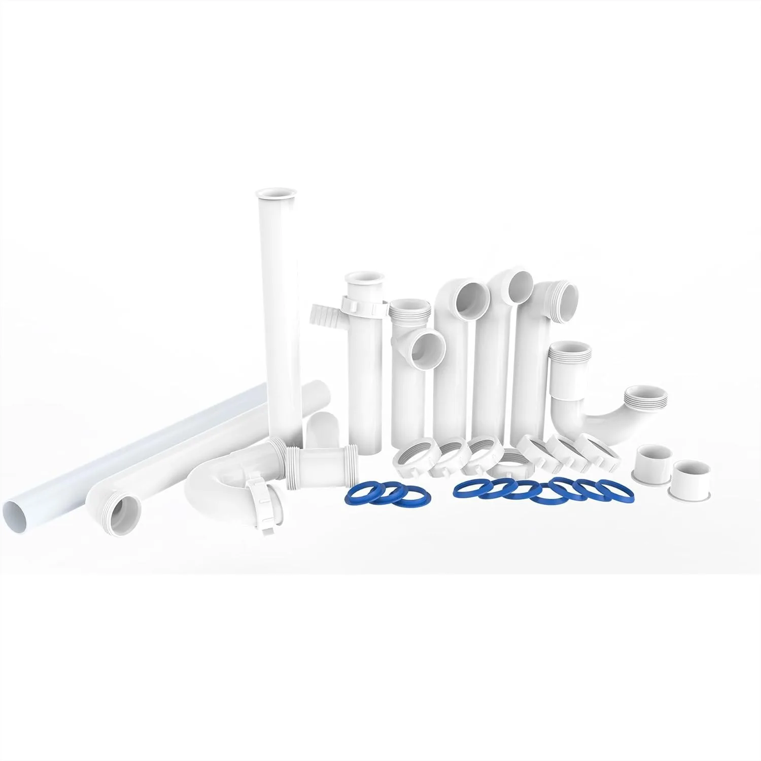 

1-1/2" Kitchen Sink Drain Kit, Universal P-Trap Replacement with Pipe Repair Accessories