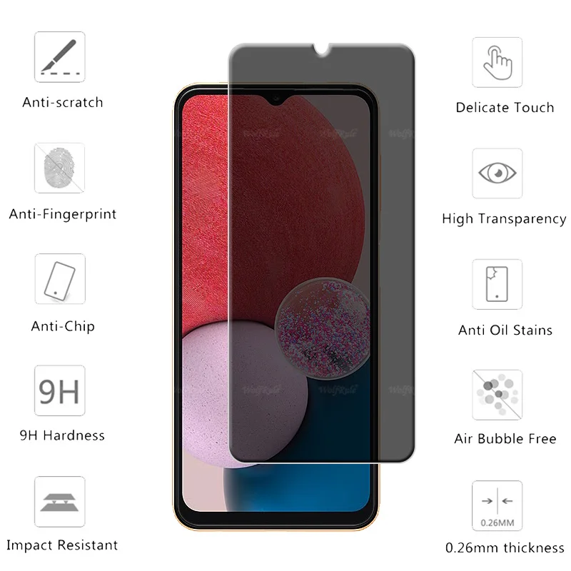 4Pcs For Samsung A13 Glass Samsung Galaxy A13 Tempered Glass 9H HD Privacy Anti-Spy Cover Glue Screen Protector Samsung A13 A 13
