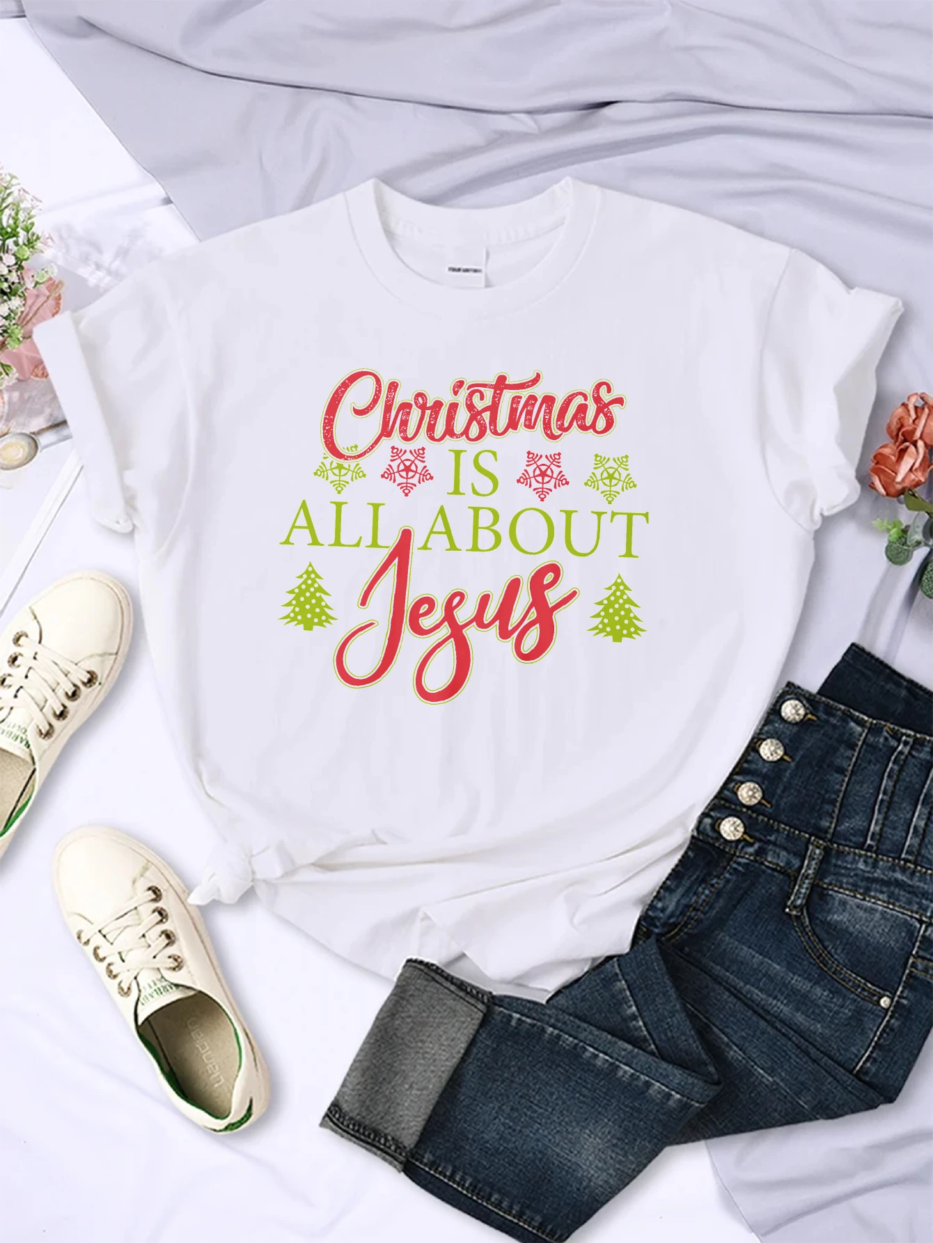 Weihnachts-T-Shirt mit Rundhalsausschnitt für Damen und Herren, bequem, locker, mehrfarbig, meistverkauft