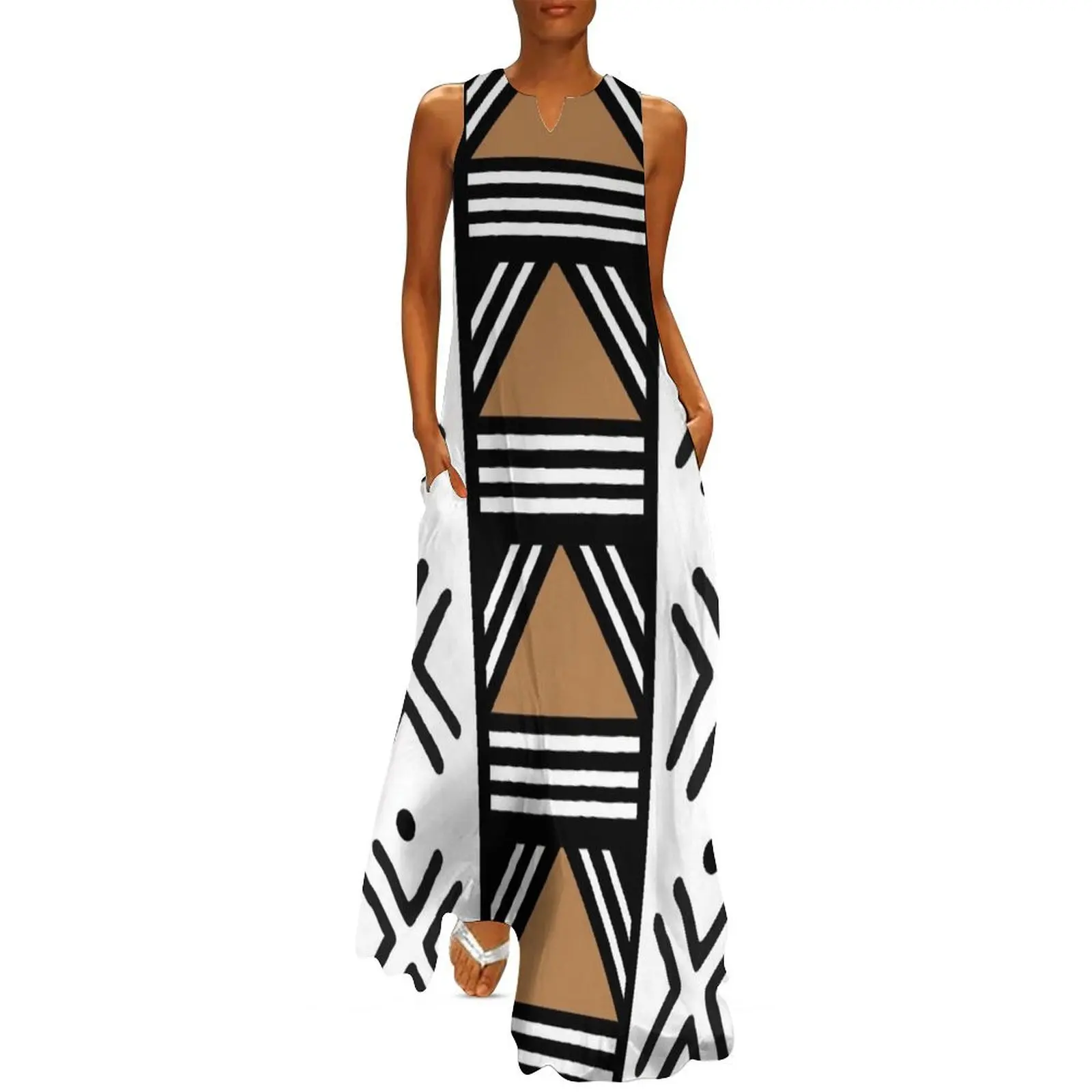 

African Tribal Bogolan Pattern Long Dress women"s dresses luxury women"s summer dresses 2024