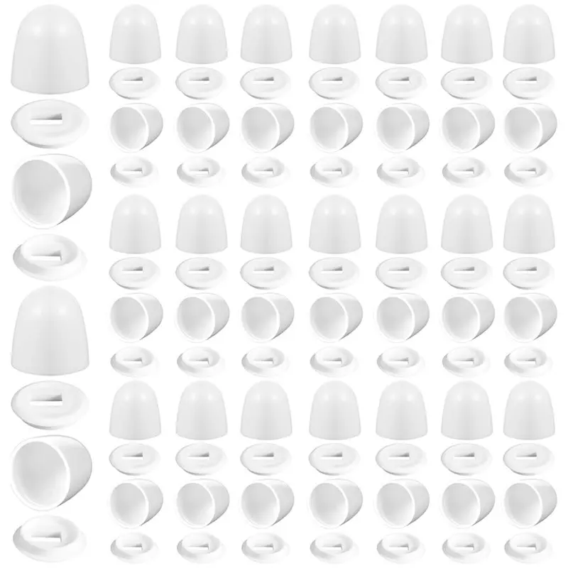 TFORU-100Pcs Capuchons universels pour boulons de toilettes, capuchons en plastique à pression pour vis de toilettes avec rondelles supplémentaires pour une installation facile
