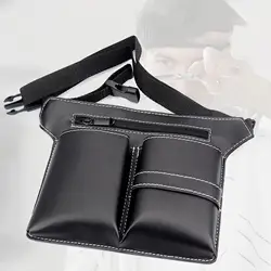 Hair Scissor Holster PU Leather Black with Waist Belt Professional Hair Stylist Tools Bag for Comb Hair Stylist Salon Barber