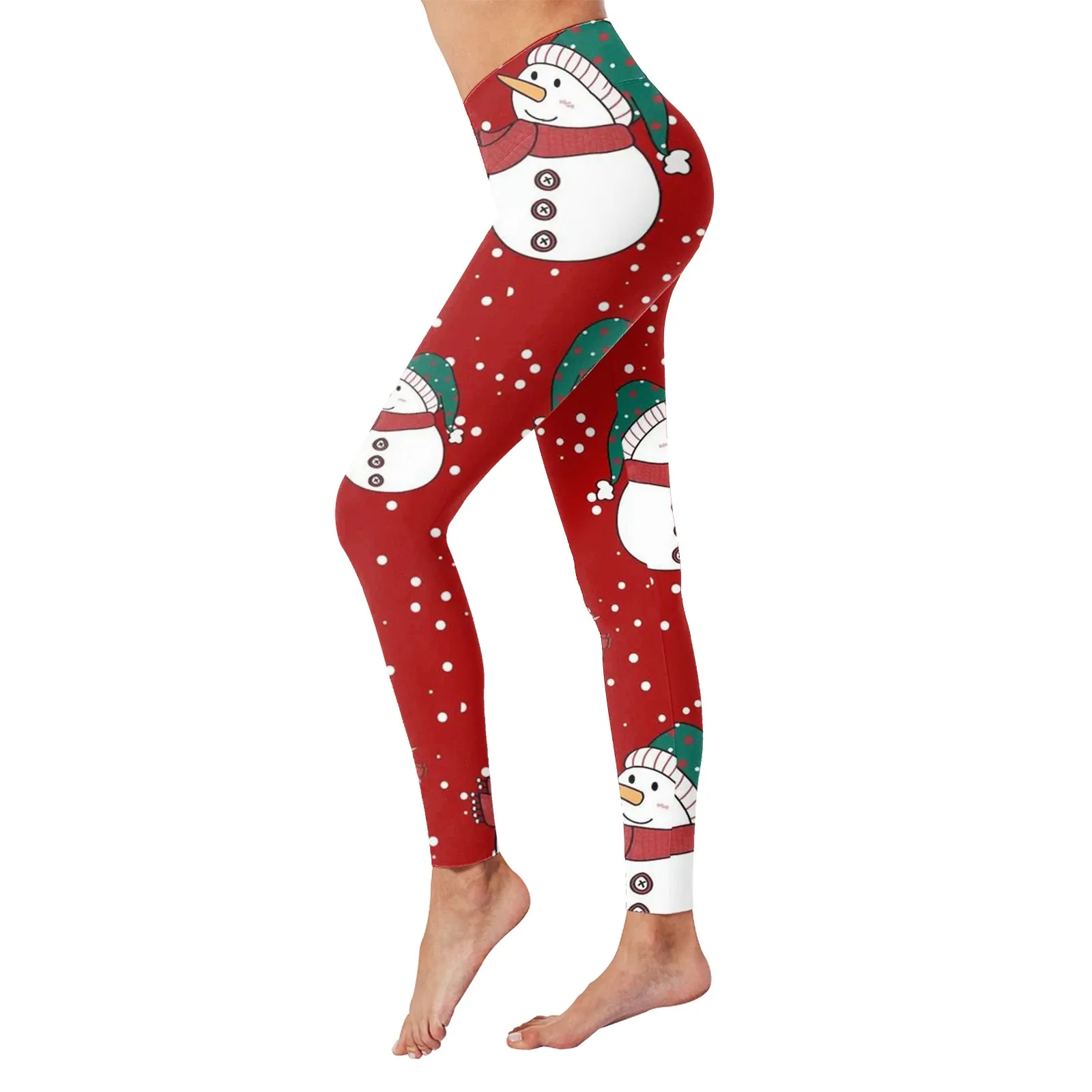 

Christmas Leggings Womens High Waist Snowman Print Leggings Running Ladies Elastic Christmas Gift Skinny Leggings Xmas Trousers