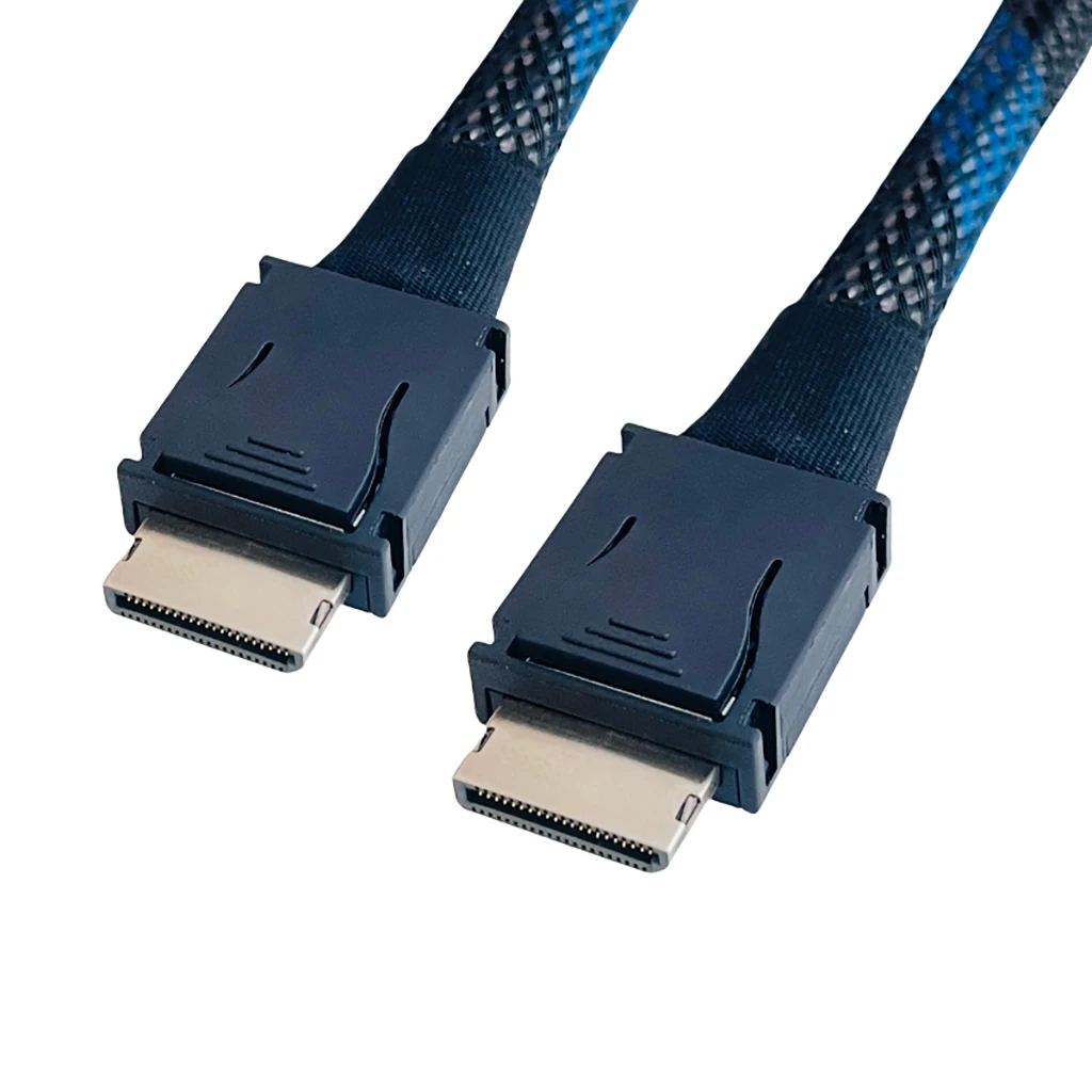 PCIE 4.0 X4 GEN4 High Speed 24Gbps SAS4 Oculink Cable SFF-8611 Braided Soft Extender Cable GPU SSD OCuLink 4X Silver-Plated Wire