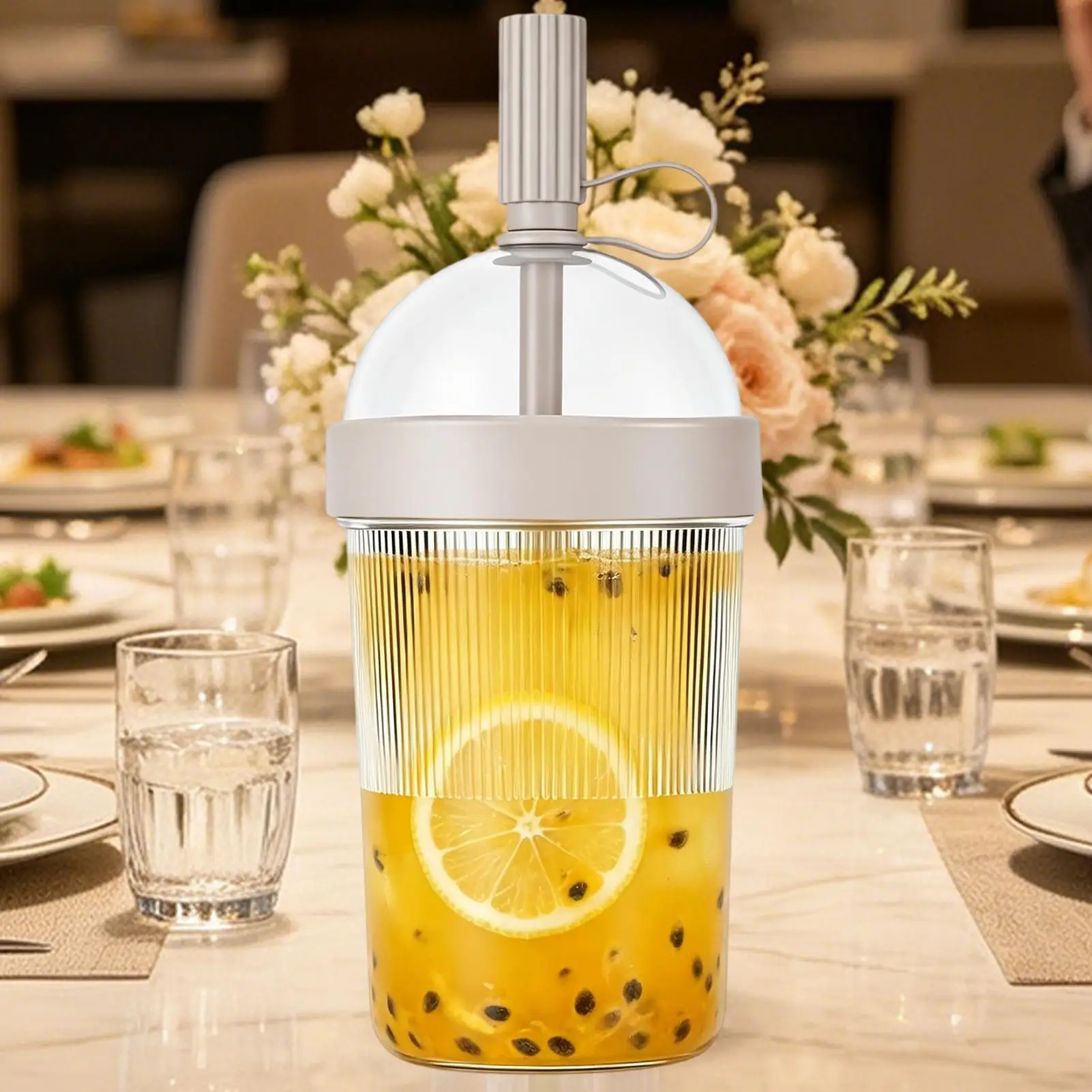 Tazas de café con tapas y pajitas, taza de viaje con pajita de ABS, taza reutilizable para bebidas frías, café helado y 