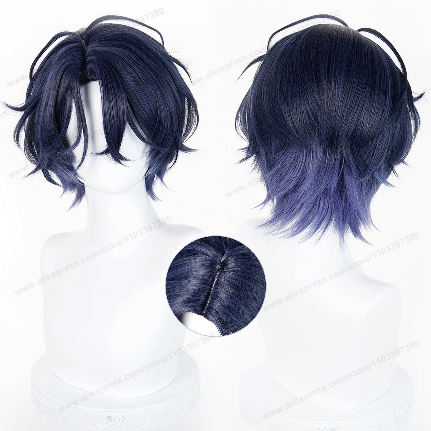 

ES Tsuzura Chitose Cosplay Wig 30cm Short Man Hair Anime Cosplay Wig Halloween Heat Resistant Synthetic Wigs