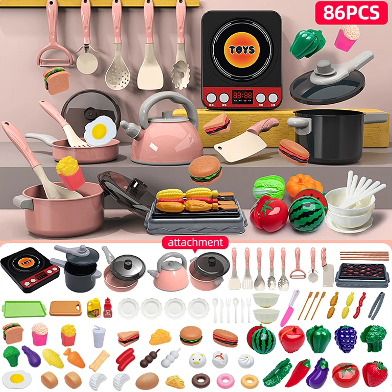 Delightful pretend play kitchen toy set - cutlery, induction cooker, cut play food, learn gifts for girls and boys!