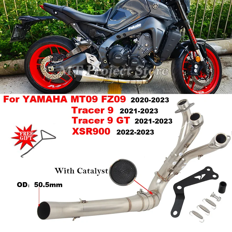 Slip On For YAMAHA MT09 FZ09 XSR900 Tracer 9 GT MT FZ 09 2020 - 2023 Years Motorcycle Exhaust Muffler Front Middle Link Pipe