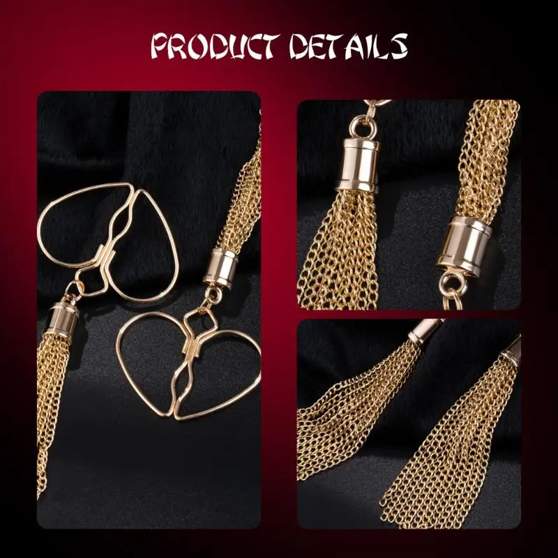 1Pairs القلب الحلمة المشابك مع شرابة الجنس قابل للتعديل الجسم كليب غير ثقب المجوهرات للنساء والأزواج