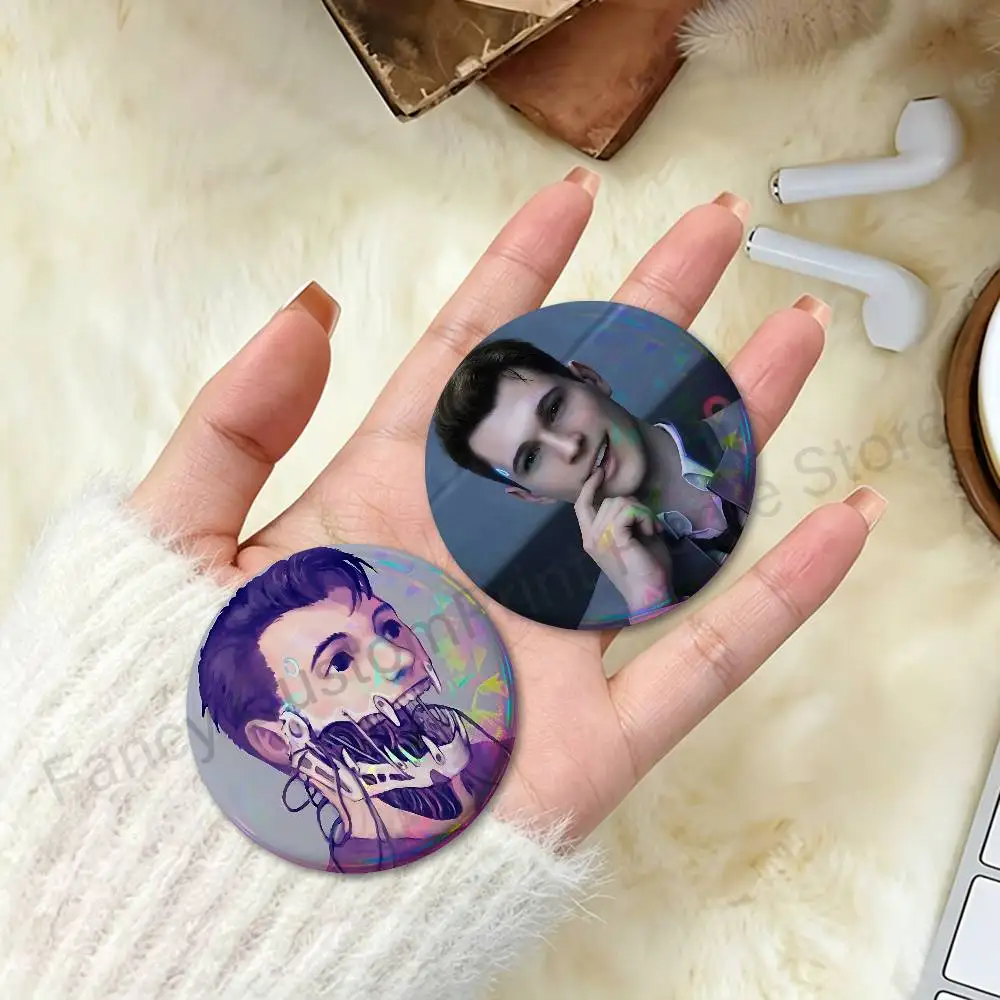 D-Detroit Become Human Game Enamel Pin Tinplate Round Brooch Cosplay Nijigen Otaku Culture Badges 58mm 44mm 32mm 75mm 25mm