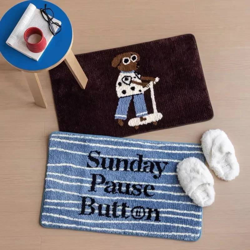 Tapete de banheiro antiderrapante com estampa de cachorrinho divertido VIKAMA, tapete macio para decoração de cães fofos para banheiro, sala de estar e casa