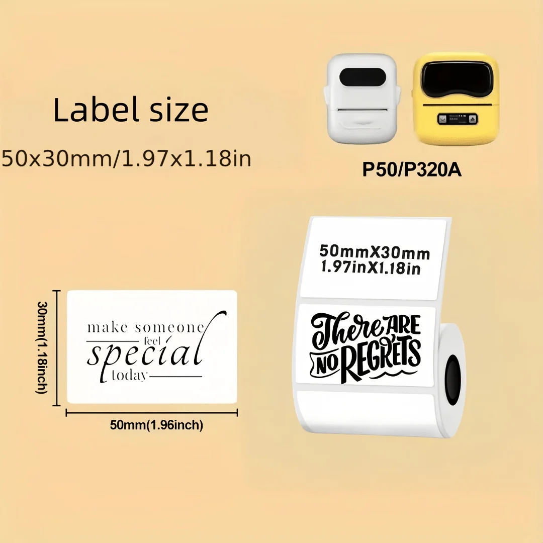 6 Rolls 50x30mm White Thermal Label Paper Sticker Compatible for M110 M220 SK58 P50 Printer Medical Record Home Office Note Tag - view 6