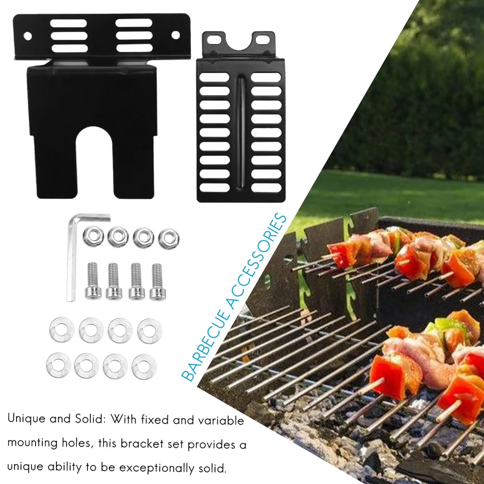 2 PCS Stainless Steel Rotisserie Motor Bracket Set Universal Barbecue Motor Support Plates Outdoor Camping BBQ Tools