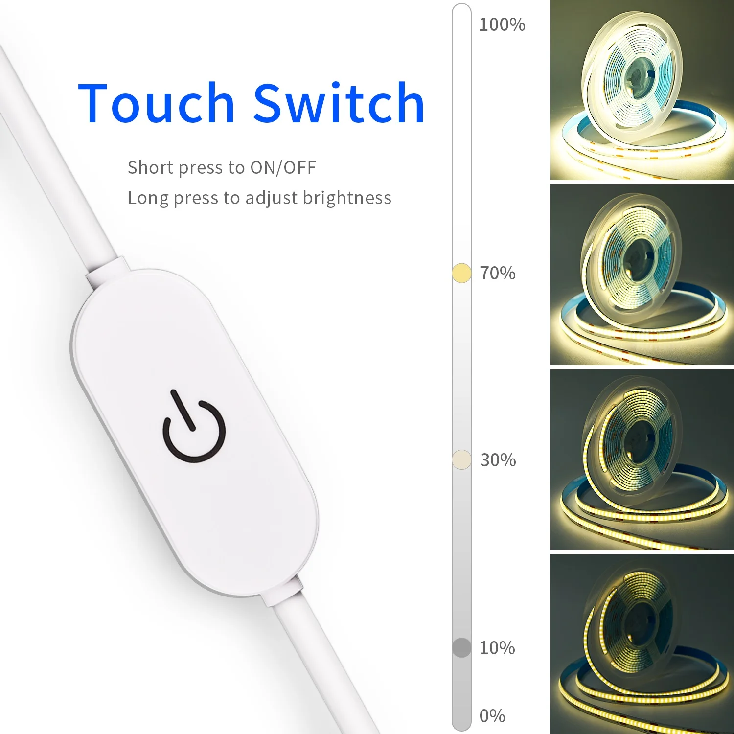 5V COB LED Strip Touch Dimmer USB Plug 320LEDs/m High Density Flexible Led Tape 3000K 4000K 6500K Led Lights Indoor Lighting