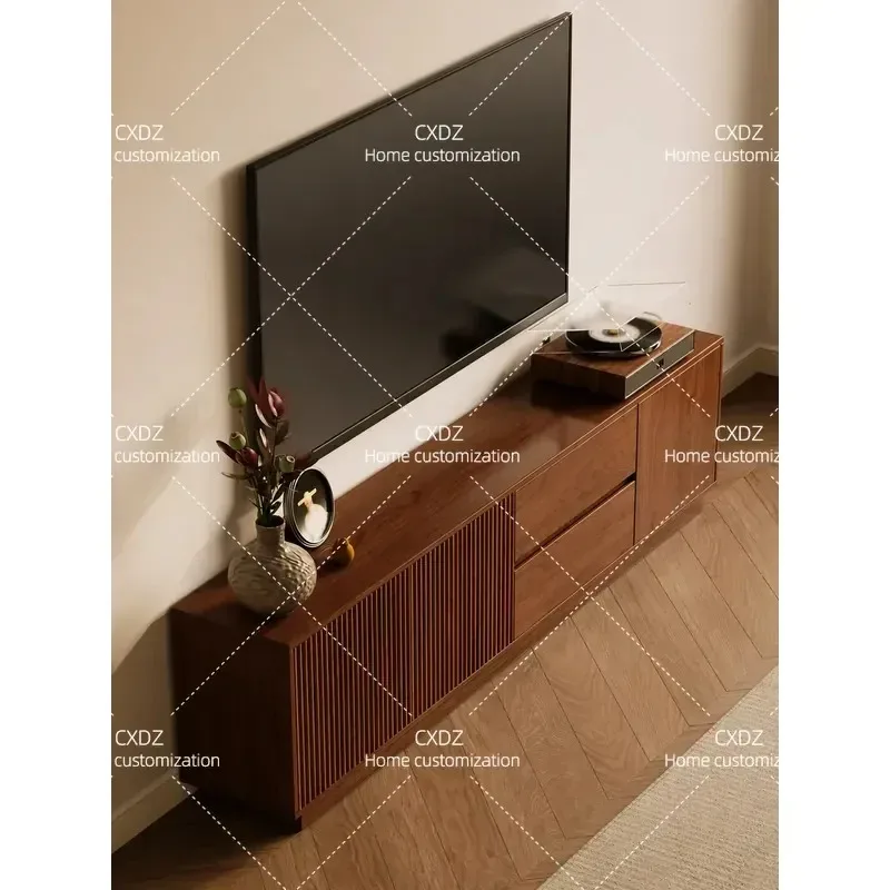 Medieval TV Cabinet 70cm High Floor Locker Small Unit Solid Wood TV Cabinet Hidden Socket Floor Cabinet
