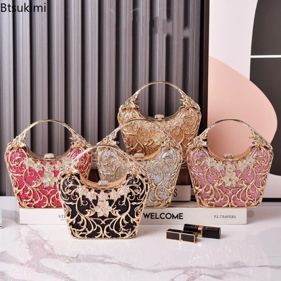 Hollow Out Metal Evening Bags Women's Fashion Shiny Party Banquet Handbags Elegant Luxury Clutch Bags Chain Shoulder Bag Purses - view 5