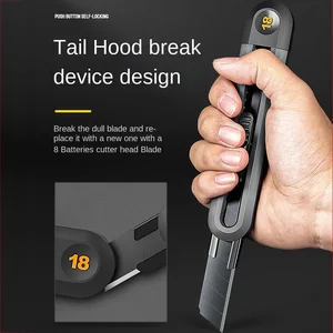 DELL-SNAP-OFF UTILITY KNIFE WITH HIGH CARBON Steel blades, retractable cutters, automatic lock, perfect office and household, 9mm, 18mm 6 Main Sales Retractable Pockets - №5