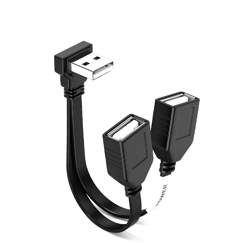 Coude de chargement rapide USB 65W 1 à 2, rallonge d'ordinateur, câble de données plat, téléphone portable, extenseur de voiture, séparateur Carplay 10/20cm