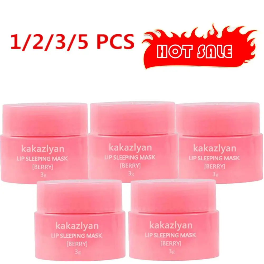 1-5x 3g South Korea Lip Sleep Mask Night Sleep Maintenance Moisturizing Lip Gloss Bleach Cream Nourishing Lip Care Lip Balm