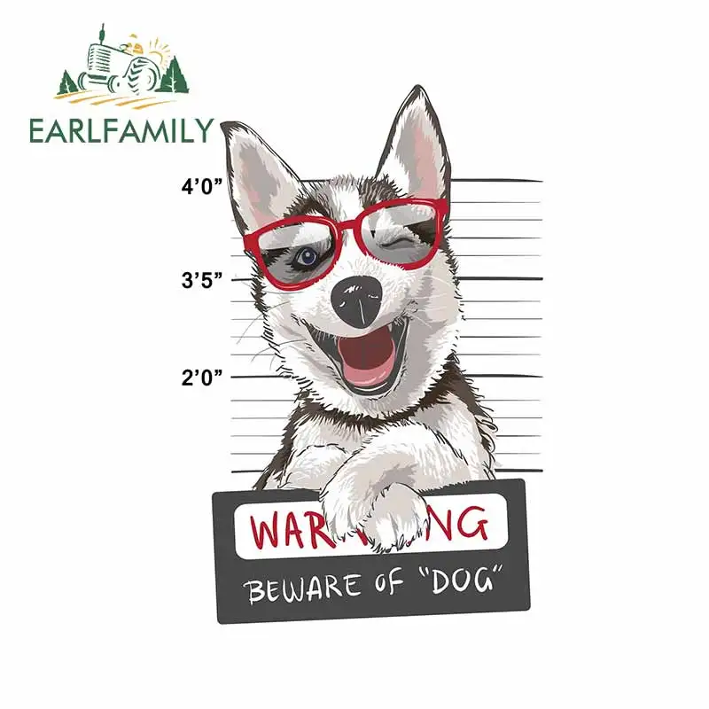 EARLFAMILY 13cm X 8.9cm For Beware Of Dog Cute Wink Decal Trunk Occlusion Scratch VAN Car Stickers Refrigerator Vinyl Car Wrap