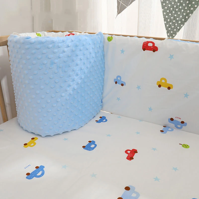 Parachoques de cuna de algodón Universal de una pieza para las cuatro estaciones, cama empalmada para niños, parachoques de cama envolvente suave, parachoques de cama para recién nacidos con patrón de dibujos animados