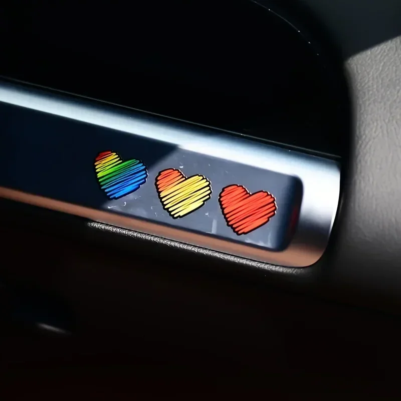 1SET Cute Rainbow Heart Car Sticker, Colorful Love Heart Decal for Car Body/Window, Add Sweet & Vibrant Vibe to Your Automobile