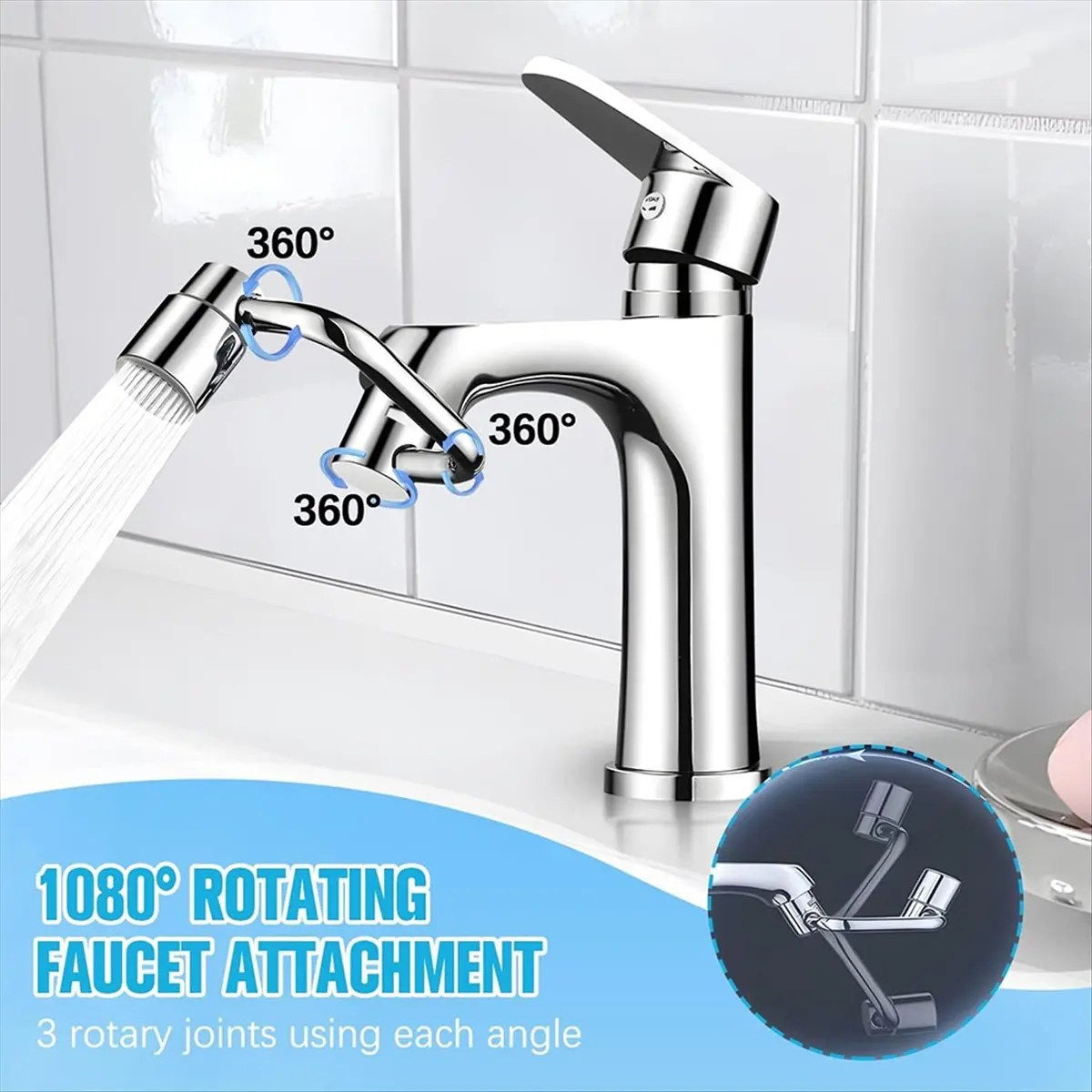 

A24I Flexiflow 1080°Rotatable Faucet Aerator, Rotating Faucet Extender, U Shape Faucet Extender for Bathroom Sink/Kitchen