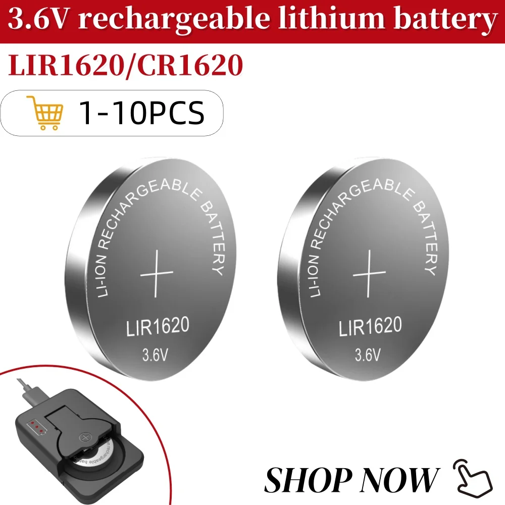 1-10 Uds LIR1620 1620 3,6 V carga de batería recargable 1620 puede reemplazar baterías de pila de botón CR1620