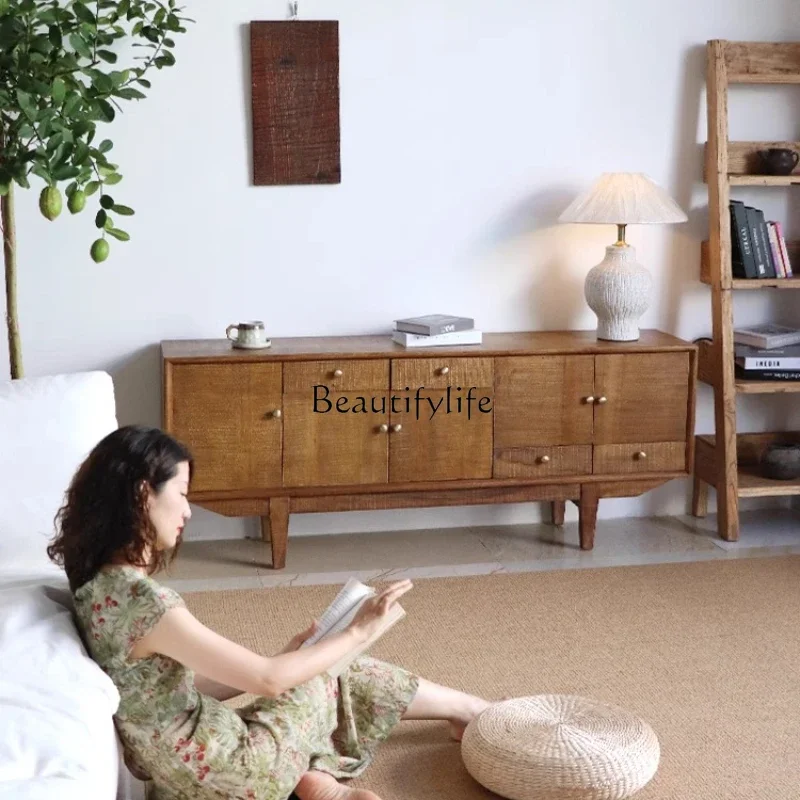 

ls 18Vintage TV Living Room Solid Wood Storage Cabinet Retro Japanese Style Sideboard