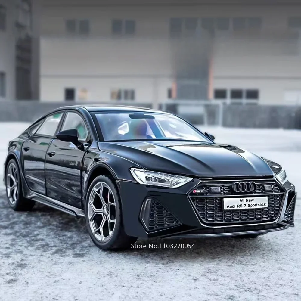 1:24 RS7 スポーツバック ダイキャストモデル 合金製おもちゃの車 ドア開閉 サウンドライト プルバック フロントホイールステアリング 子供のおもちゃギフト