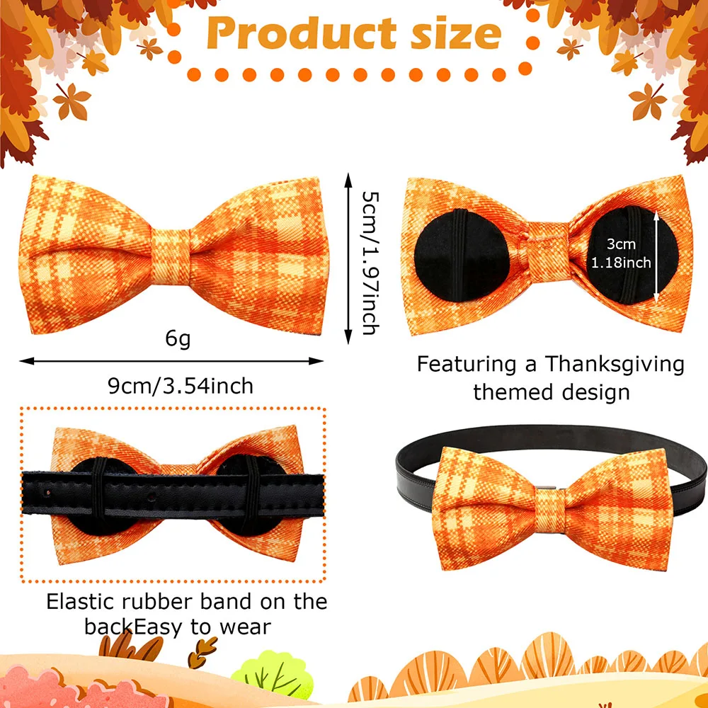 50PCS Thanksgiving Dog Bowties For Collars Removing Small Dog Cat Bow Ties Collar Accessoreis Autumn Dogs Grooming For Fall