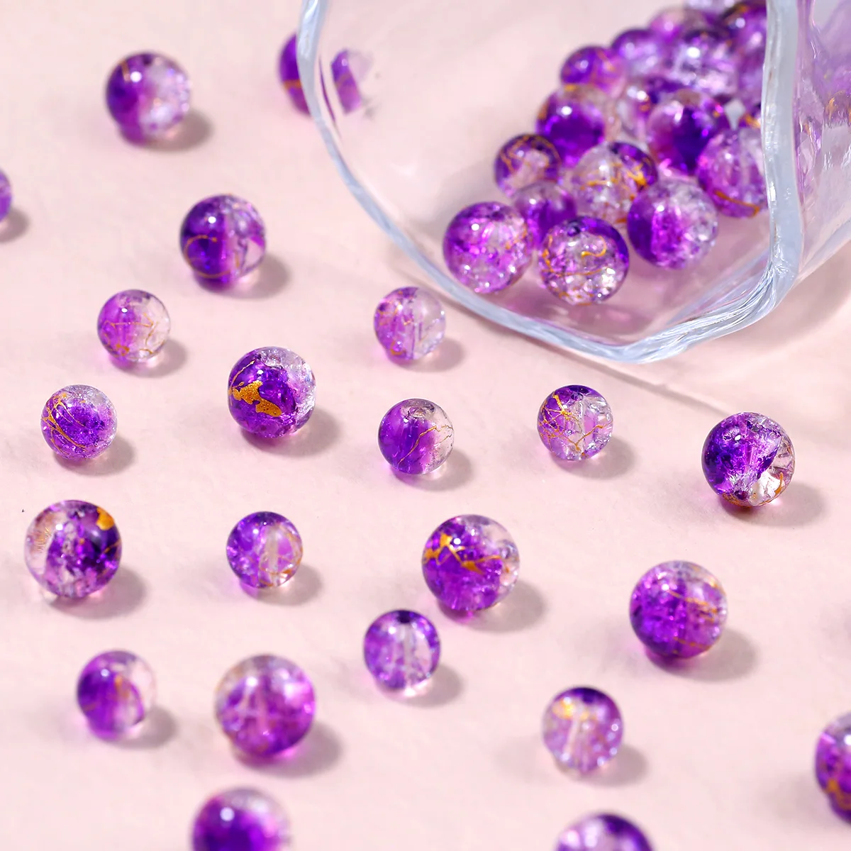 8/10mm Lila Farbverlauf Knisterte Kristall Perlen Glas Spacer Lose Perlen Für Schmuck Machen Armband DIY Schlüsselbund zubehör
