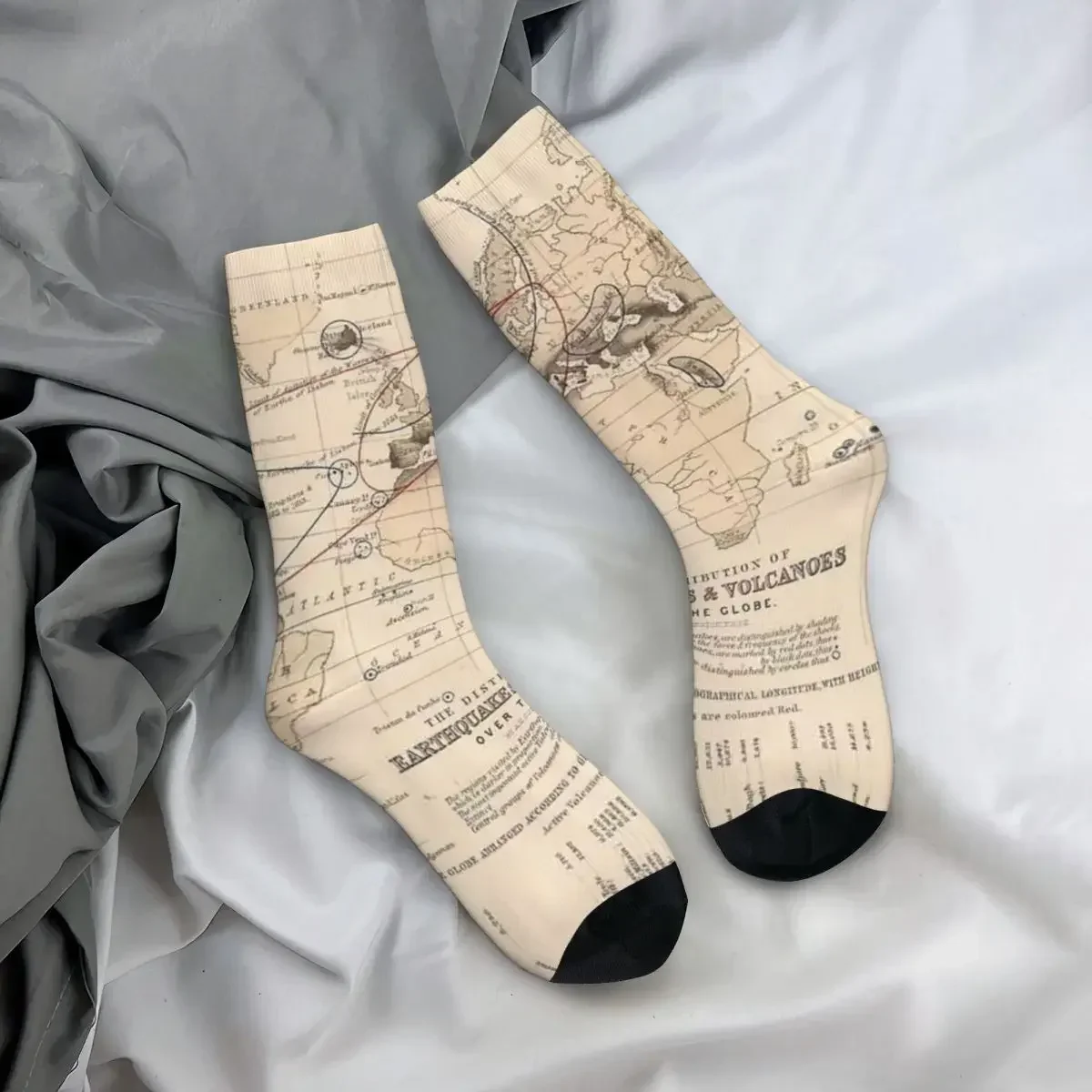 Vintage World ballots, sevents e Tsunamis Map Socks calze morbide calze lunghe per tutte le stagioni per uomo donna regalo di compleanno