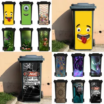 น่ารัก Face กาวสติกเกอร์กันน้ําแบบถอดได้ Decals Mandala Renew ถังขยะถังขยะสติกเกอร์ Ktichen 120/240liter