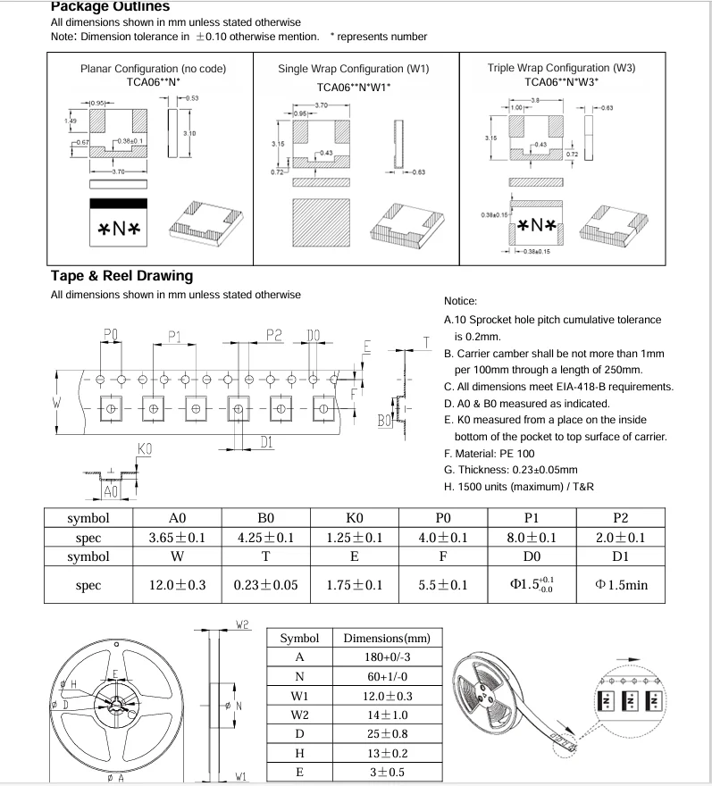 Atenuador da compensação da temperatura, 5 PCes, 3.1 × 3.7 × 0.53 (milímetro), 6GHz 50ohms/R 2W, TCA0603N10