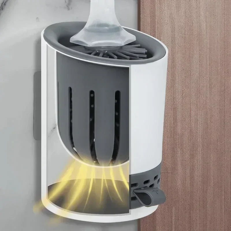 مجموعة فرش المرحاض القابلة لإعادة الملء، مثبتة على الحائط مع حامل فرشاة TPR من السيليكون لأدوات تنظيف الزوايا وإكسسوارات الحمام #5