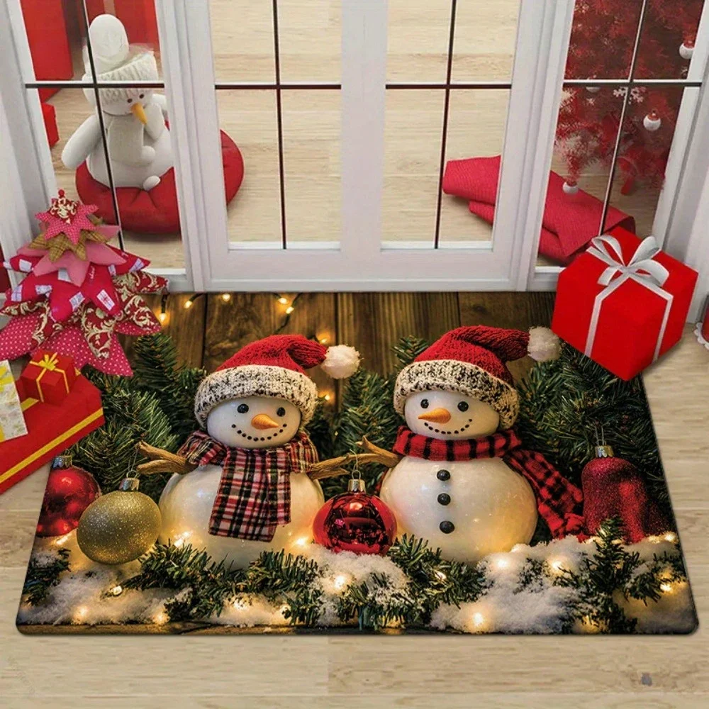 Christmas Holiday Warm Home Decoration Accessory Bathroom Non-silp Doormat Suitable for Living Room Entrance Hallway Bedroom Pad