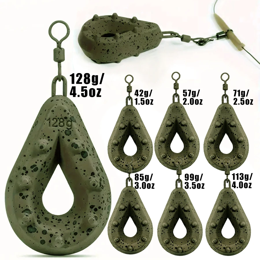 YOTO 4 pièces poids de plomb de pêche, forme de larme avec Surface enduite, poids de carpe creux pour appât à dégagement lent, s'adapte à n'importe quelle pince