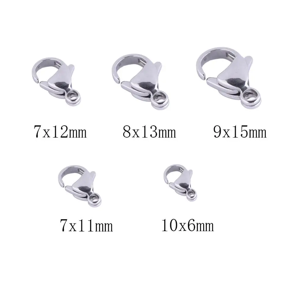 ステンレス鋼のクラスプブレスレット,ネックレスを作るためのアクセサリー,ピンクゴールド,レインボーカラー,10x5mm,12x7mm,30個