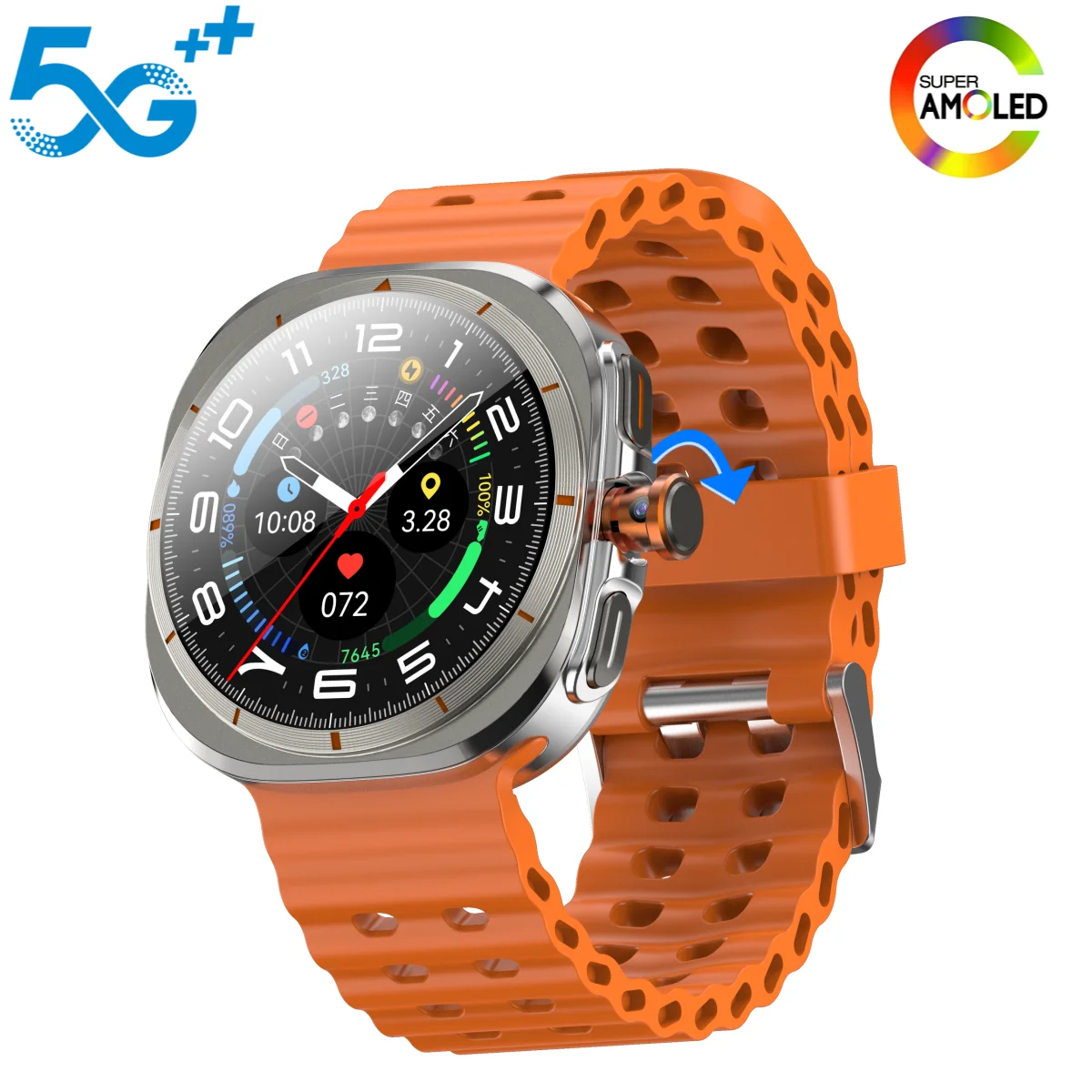 New Watch Ultra For Samsung Smart Watch With Rotary Camera SIM Card Slot 4G/5G LTE GPS WIFI Network Video Call health monitoring