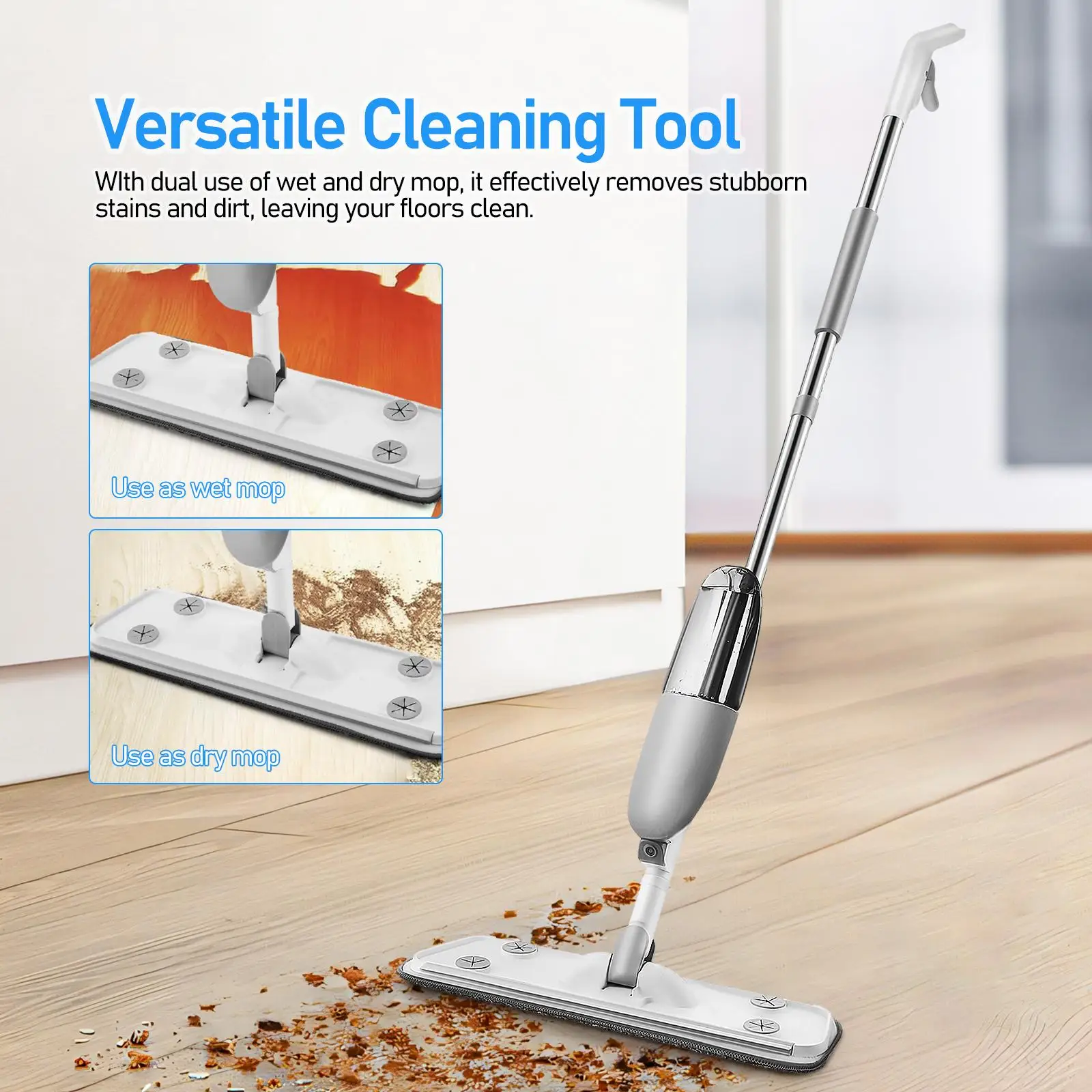 Floor Mop Mops For Cleaning Steam Wet and Dry Cleaner Scrub Pads Ceramic Hardwood Floors Spray With Washable