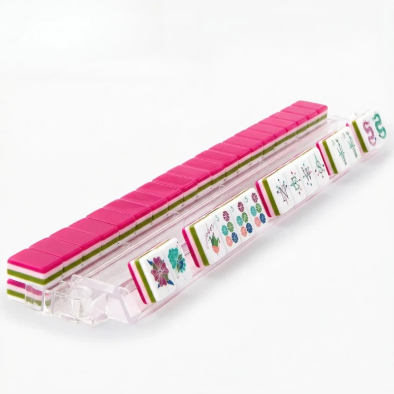 American local stock acrylic American mahjong tiles, pink 4-layer OMM RTS portable foldable waterproof modern