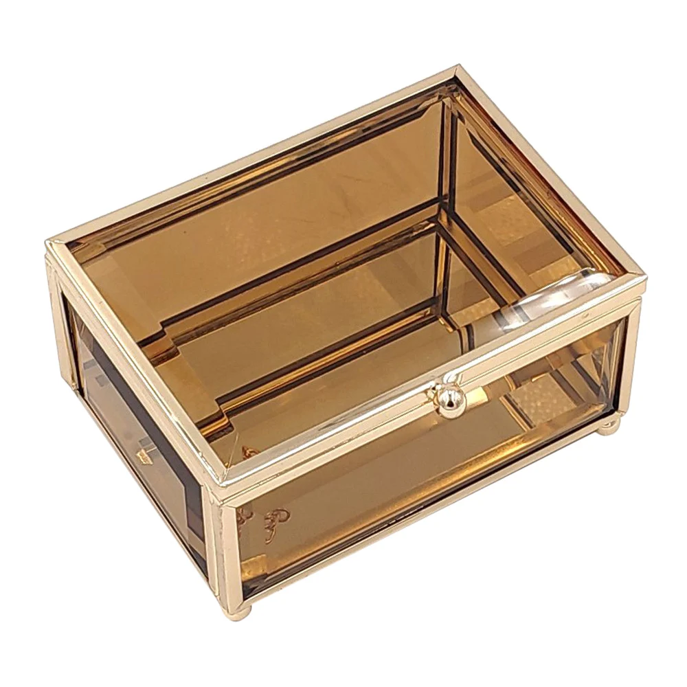 Glass Jewelry Box Vintage Clear Glass Holder Jewelry Storage Organizer for Dressing Table Decoration Storage Jewelry Box