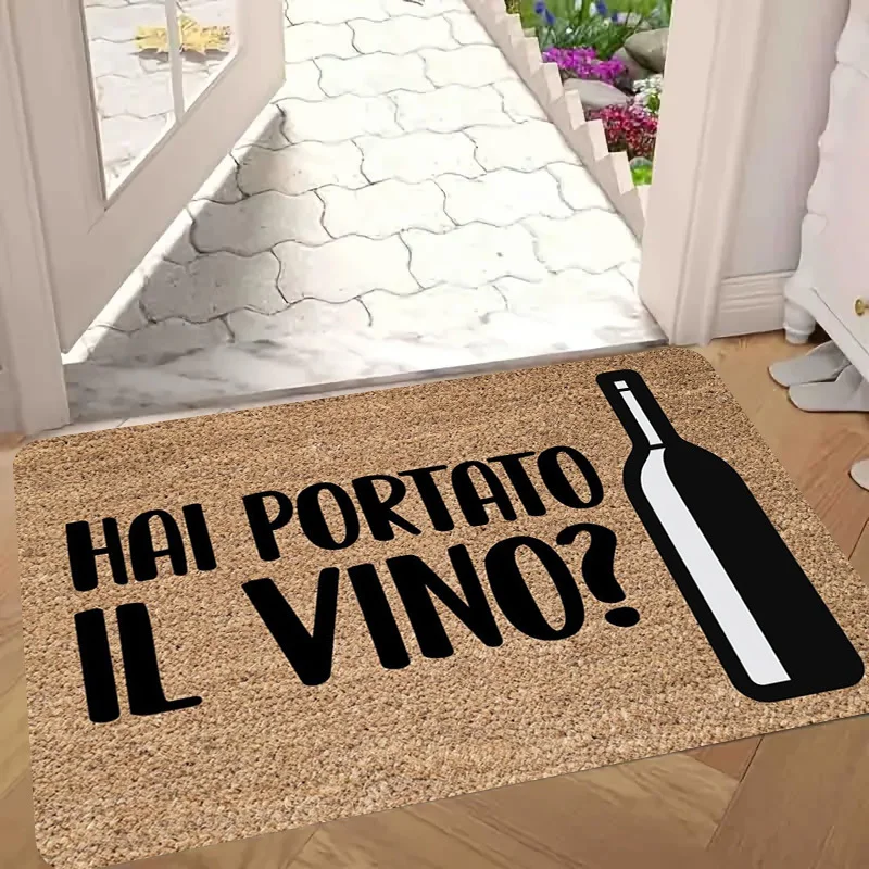 VIKAMA Humorous Outdoor Doormat Italian-Themed Entrance Hall Welcome Mat Front Door Welcome Mat Home Decor Rug