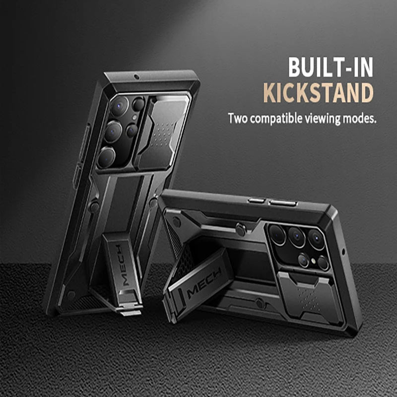 For Samsung Galaxy S23 Ultra Case Full-Body Rugged Shockproof with Kickstand Slide Camera Protection Cover Rotatable Belt Clip