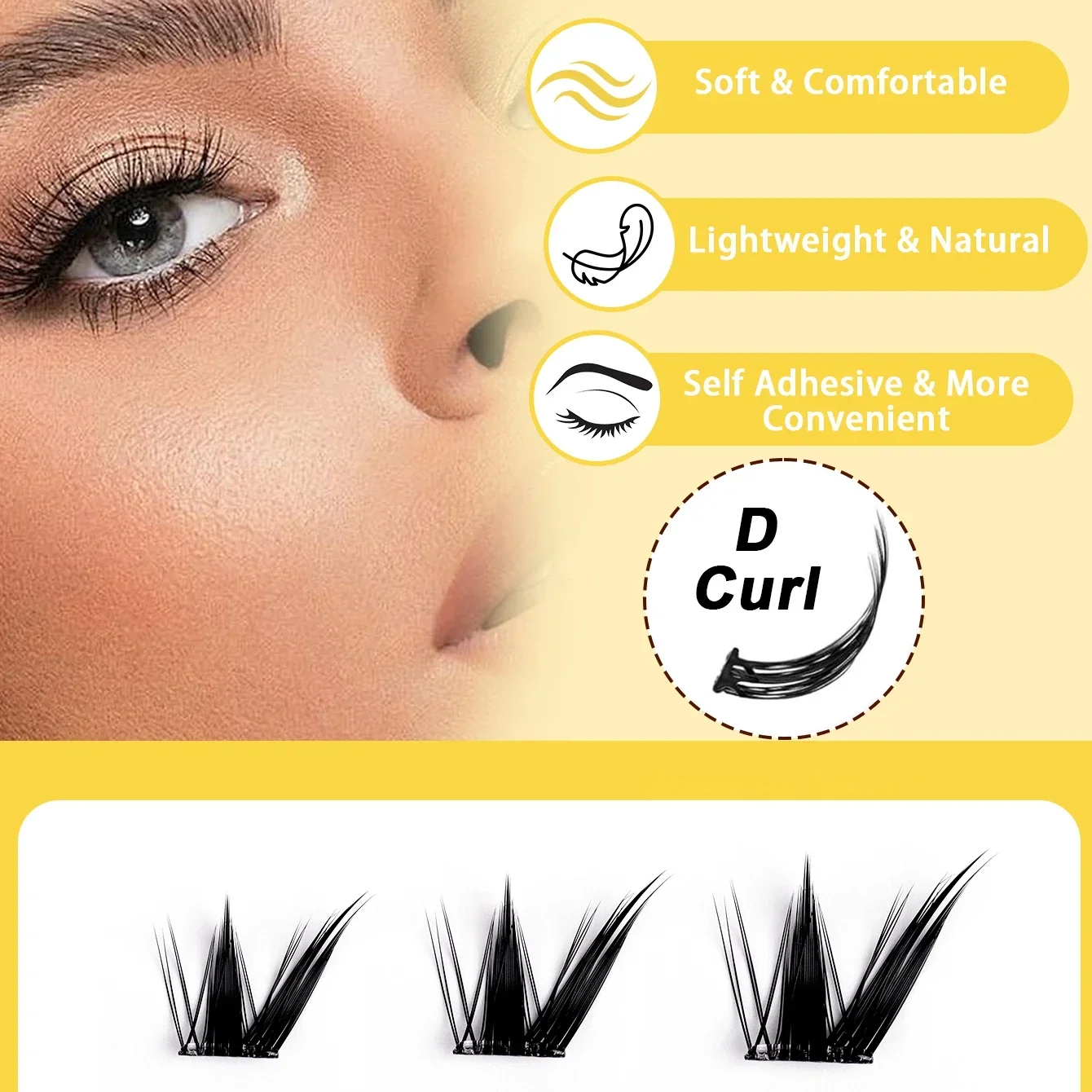 Neun-Schwänzige Hasen-Wimpern Selbstklebend Niedliche Manga-Style Flauschige Segmentierte Wimpern Ohne Kleber Wiederverwendbar Natürliches Volumen – Detail 3