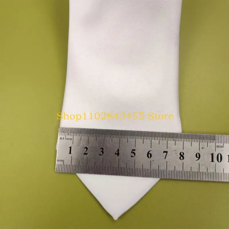 49MC Adults Heat Transfer Necktie Solid White DIY Sublimation Blank Tie Birthday Wedding Neck Tie Photo Props for Graduation