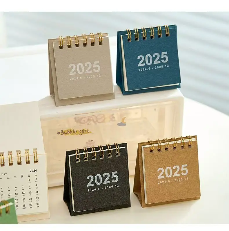 2025 صغير بسيط صغير أجندة مكتبية /رزنامة مكتبية جيب المحمولة مذكرة يومية التقويم مخطط سطح المكتب الديكور